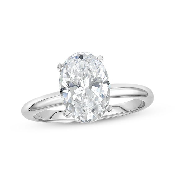 Previously Owned Lab-Grown Diamonds Oval-Cut Solitaire Engagement Ring 2 ct tw 14K White Gold (F/SI2)