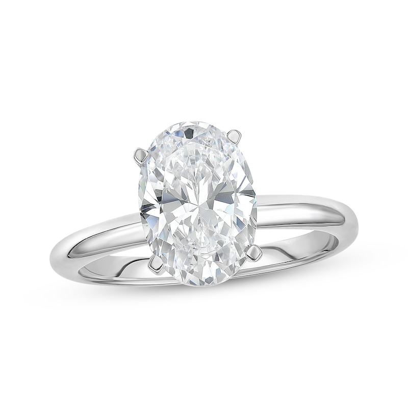 Main Image 1 of Previously Owned Lab-Grown Diamonds Oval-Cut Solitaire Engagement Ring 2 ct tw 14K White Gold (F/SI2)