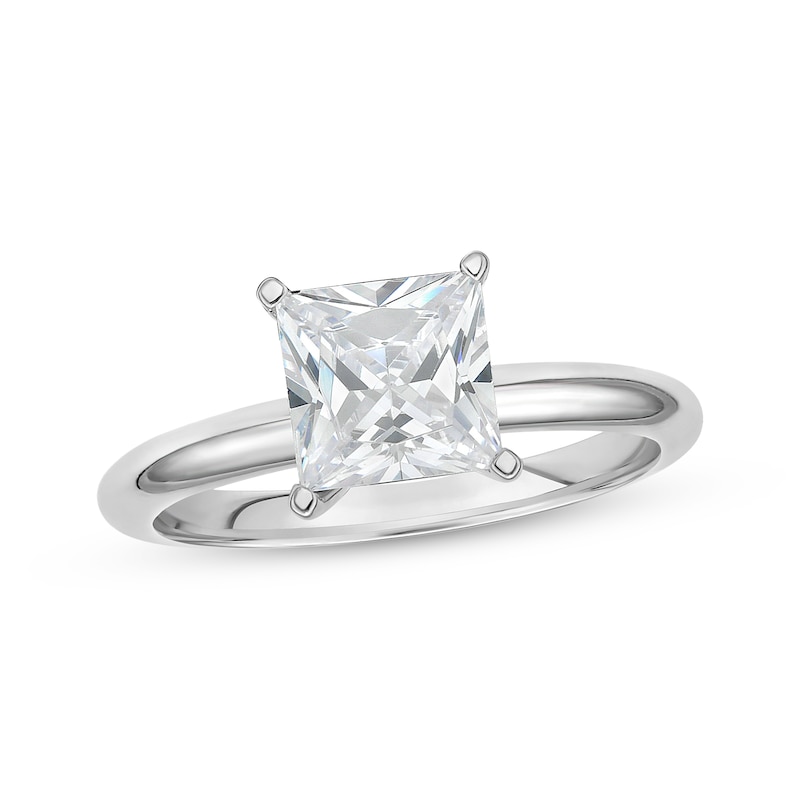 Main Image 1 of Previously Owned Lab-Grown Diamonds Princess-Cut Solitaire Engagement Ring 1-1/2 ct tw 14K White Gold (F/SI2)