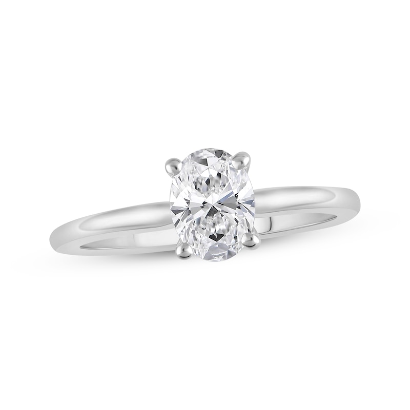 Main Image 1 of Previously Owned Lab-Grown Diamonds Oval-Cut Solitaire Engagement Ring 3/4 ct tw 14K White Gold (F/VS2)