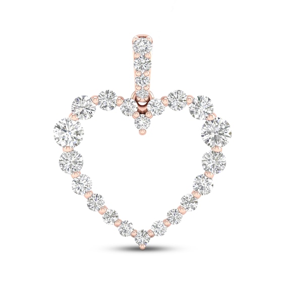 Previously Owned KAY Lab-Grown Diamonds Round-Cut Heart Charm 1/2 ct tw 10K Rose Gold 18”