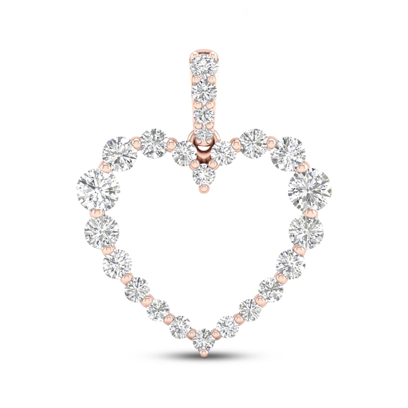 Main Image 1 of Previously Owned KAY Lab-Grown Diamonds Round-Cut Heart Charm 1/2 ct tw 10K Rose Gold 18”