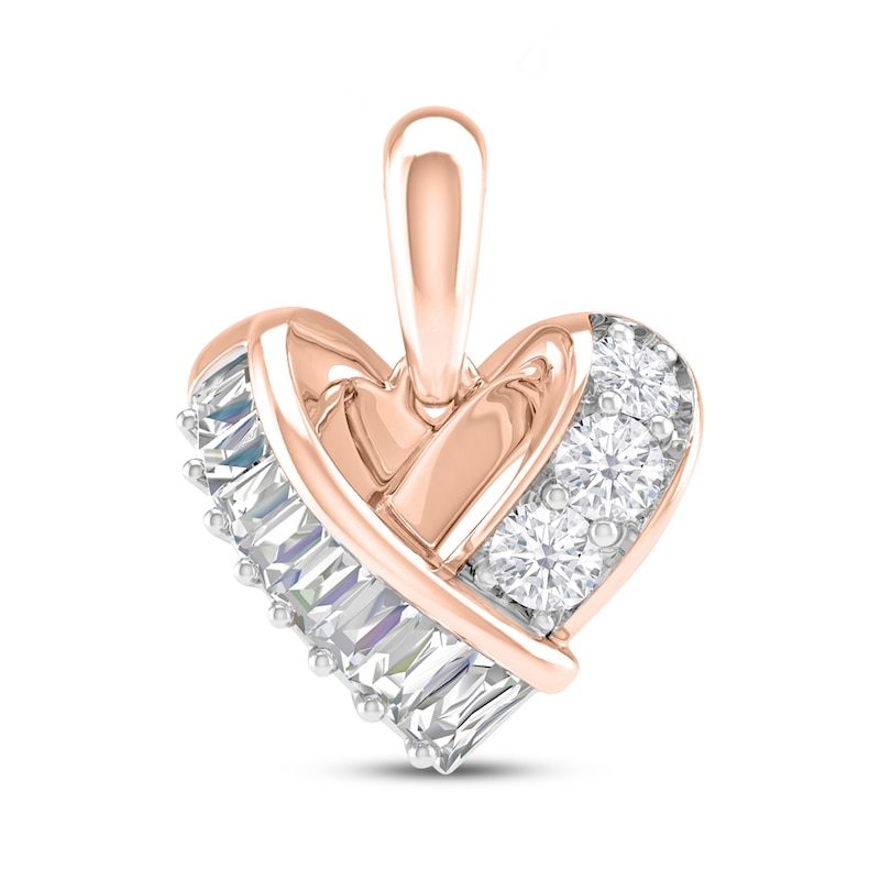 Main Image 1 of Previously Owned Diamond Heart Knot Charm 1/4 ct tw Baguette & Round-cut 10K Rose Gold