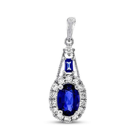 Previously Owned Natural Sapphire Charm 1/10 ct tw Diamonds 10K White Gold