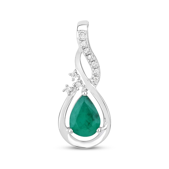 Previously Owned Pear-Shaped Emerald & Diamond Swirl Charm 1/20 ct tw 10K White Gold