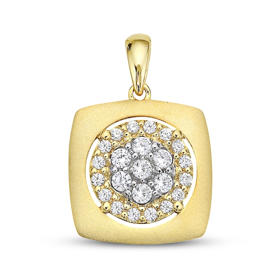 Previously Owned Diamond Square Charm 1/2 ct tw Round-cut 10K Yellow Gold