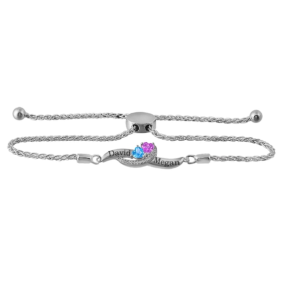 Bolo Colored Stone Couple's Bracelet (2 Stones and Lines)