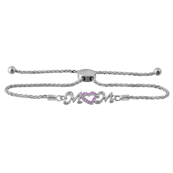 Bolo Colored Stone 'MOM' Bracelet (1 Stone and 3 Lines)