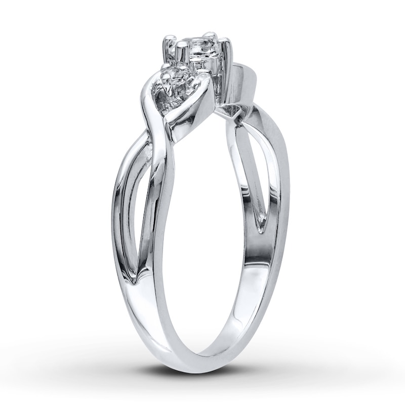 Main Image 3 of Lab-Created Sapphire Ring 1/20 ct tw Diamonds Sterling Silver