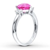 Thumbnail Image 3 of Lab-Created Sapphires Heart Ring Sterling Silver