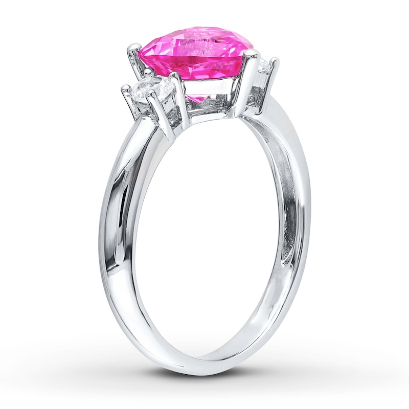 Main Image 3 of Lab-Created Sapphires Heart Ring Sterling Silver