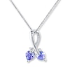 Thumbnail Image 1 of Tanzanite Heart Necklace Diamond Accents Sterling Silver
