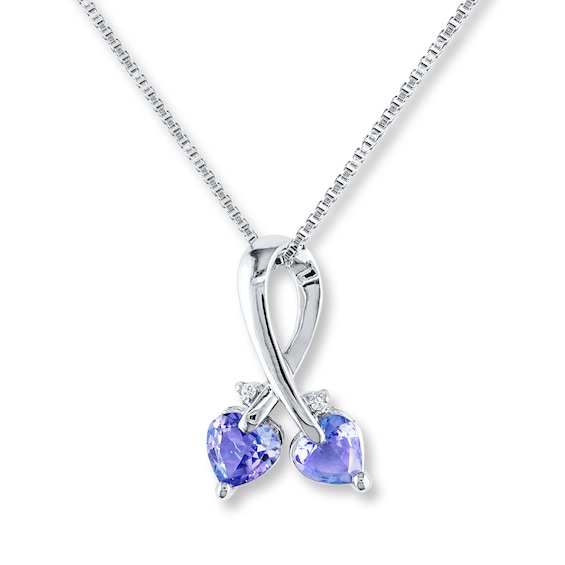 Tanzanite Heart Necklace Diamond Accents Sterling Silver