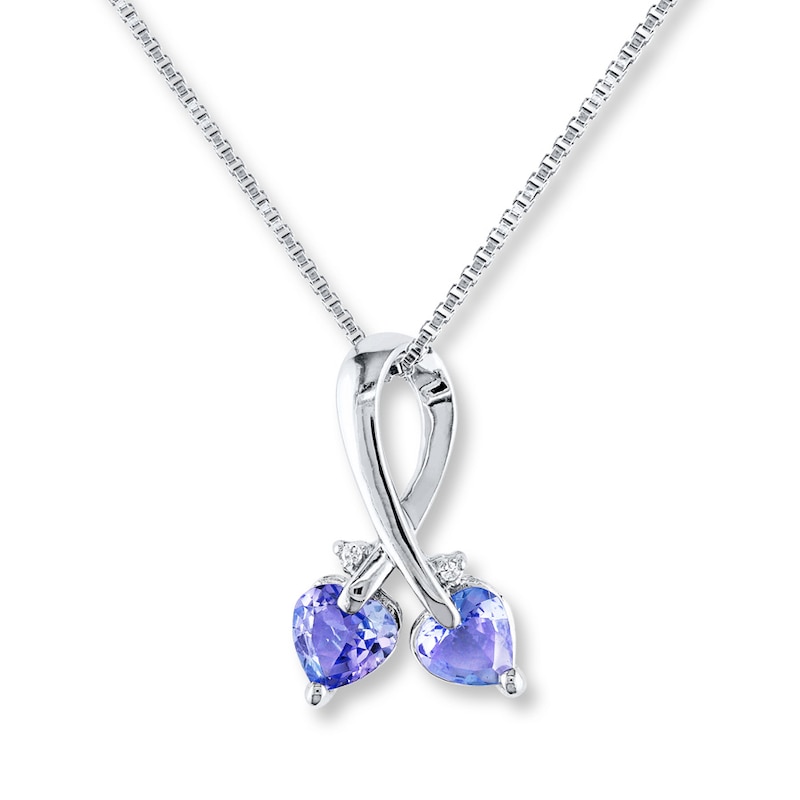Tanzanite Heart Necklace Diamond Accents Sterling Silver