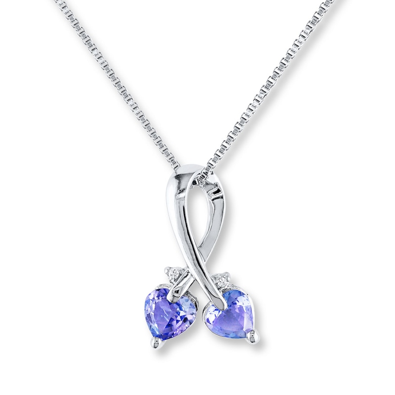 Main Image 1 of Tanzanite Heart Necklace Diamond Accents Sterling Silver