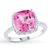 Thumbnail Image 1 of Lab-Created Sapphire Ring 1/10 ct tw Diamonds Sterling Silver
