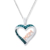 Thumbnail Image 1 of Mom Necklace 1/10 cttw Blue Diamonds Sterling Silver & 10K Rose Gold