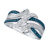Thumbnail Image 0 of Blue & White Diamond Ring Sterling Silver - Size 7