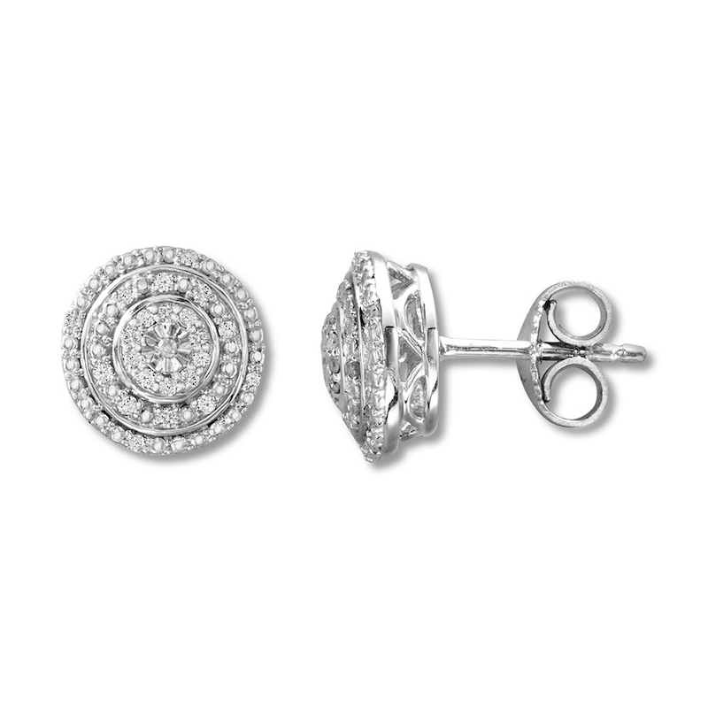 Diamond Stud Earrings Sterling Silver