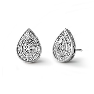 Diamond-Accent Pear-Shaped Halo Stud Earrings Sterling Silver