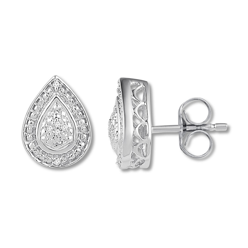 Main Image 1 of Diamond Teardrop Earrings Sterling Silver