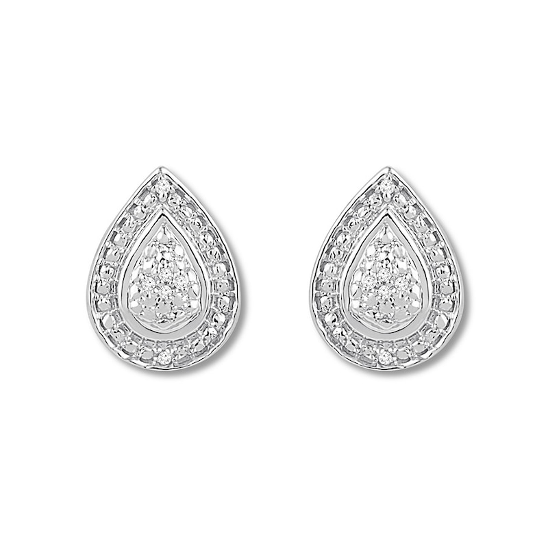 Diamond Teardrop Earrings Sterling Silver
