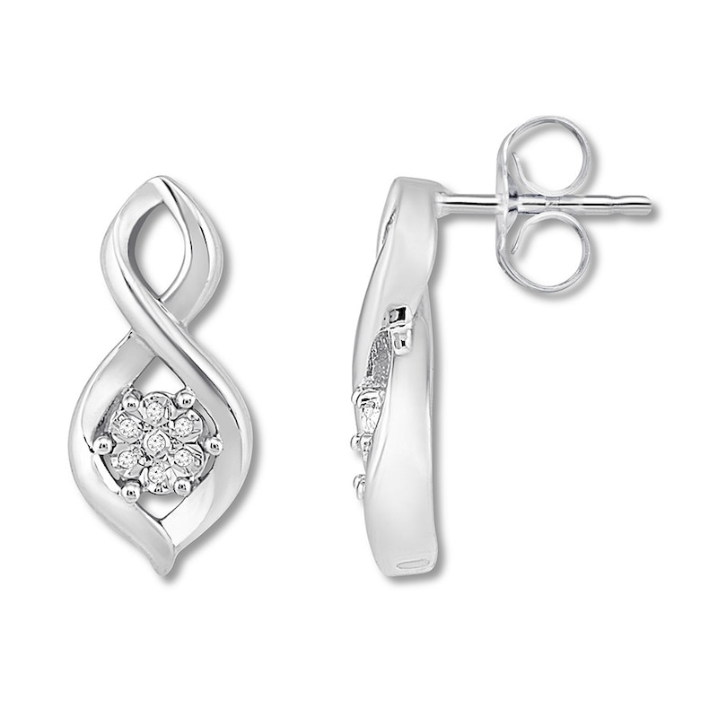 Main Image 1 of Diamond Earrings Sterling Silver