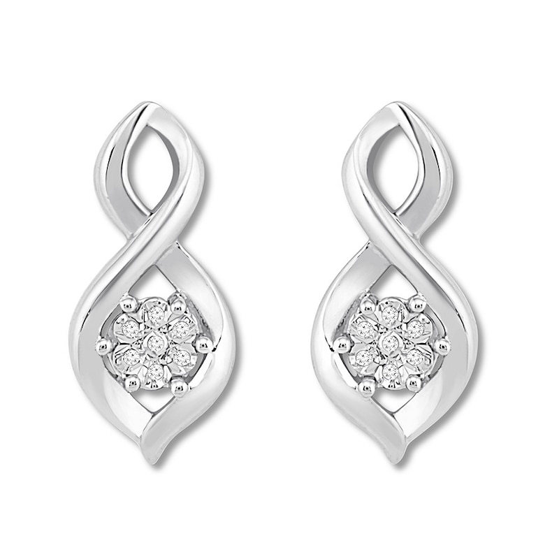 Main Image 2 of Diamond Earrings Sterling Silver