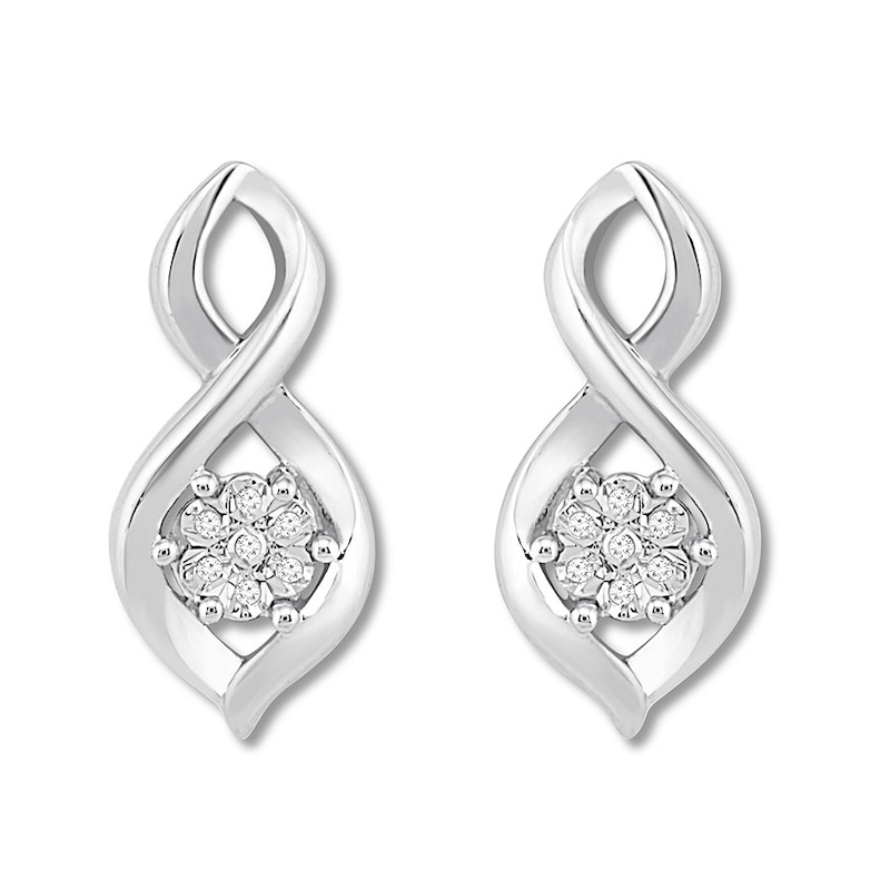 Diamond Earrings Sterling Silver