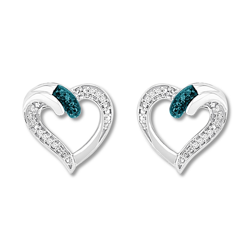 Main Image 2 of Diamond Heart Earrings Sterling Silver