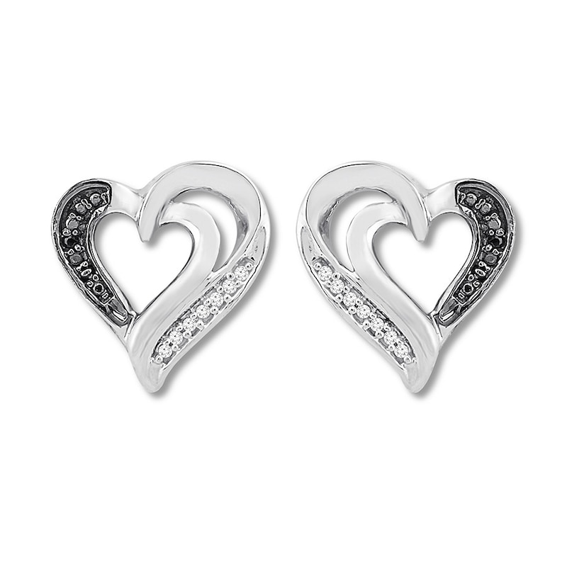 Diamond Heart Earrings Sterling Silver