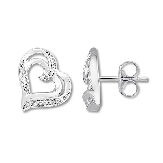 Diamond Heart Earrings Sterling Silver | Kay