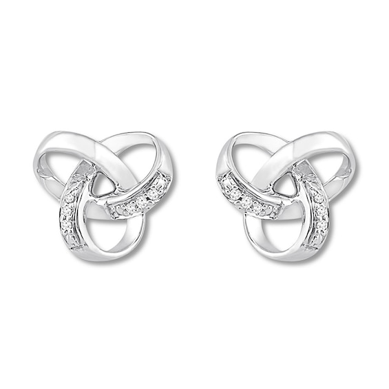 Thumbnail Image 2 of Diamond Knot Earrings Sterling Silver