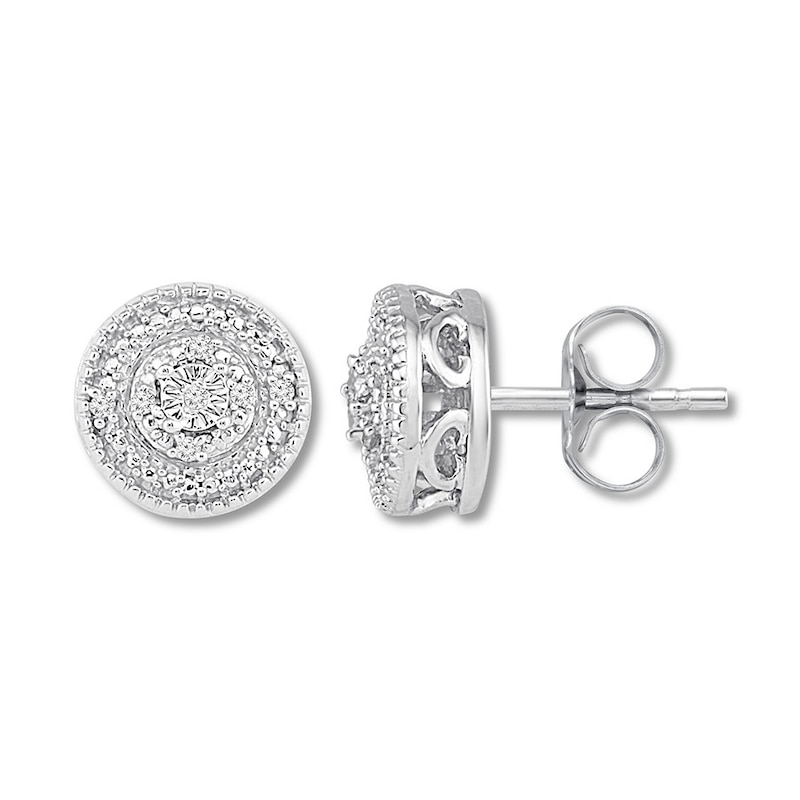 Diamond Circle Earrings Sterling Silver