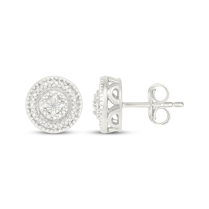Main Image 3 of Diamond Accent Circle Halo Stud Earrings Sterling Silver