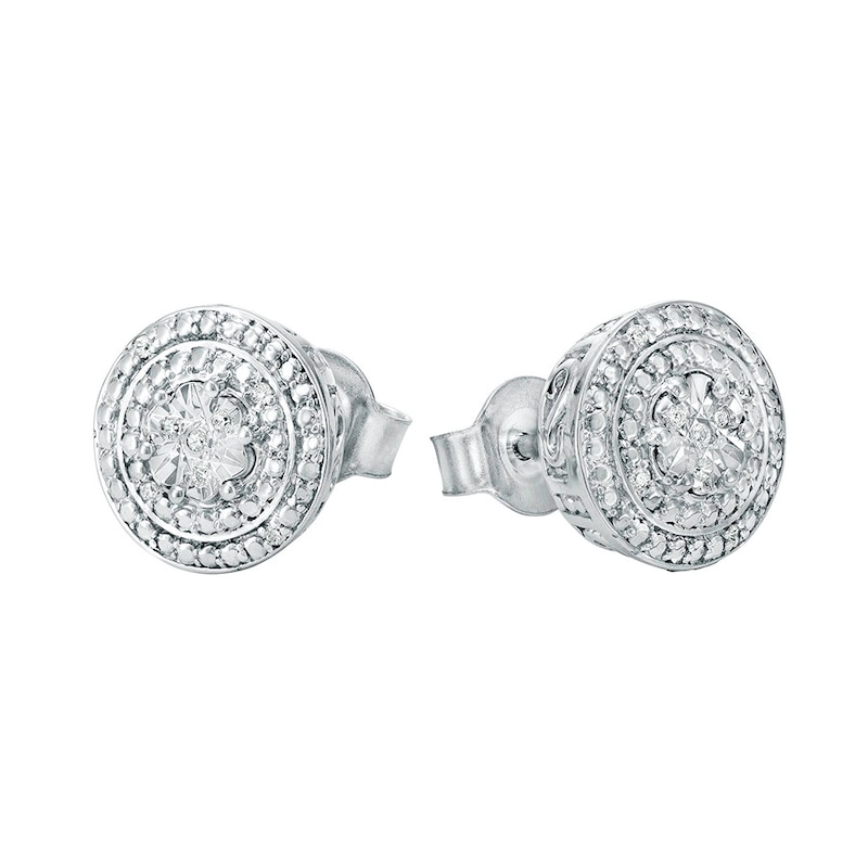 Circle Earrings with Diamonds Sterling Silver