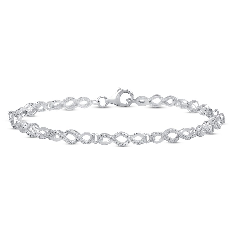 Main Image 1 of Infinity Link Bracelet Diamond Accent Sterling Silver 7.5&quot;