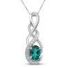 Thumbnail Image 0 of Lab-Created Emerald & Lab-Created White Sapphire Necklace Sterling Silver 18"