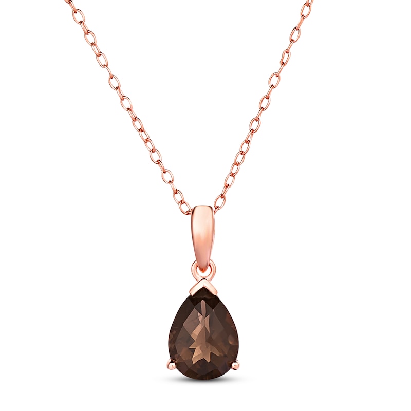 Le Vian Chocolate Quartz Necklace 14K Strawberry Gold-Electroplate with 360