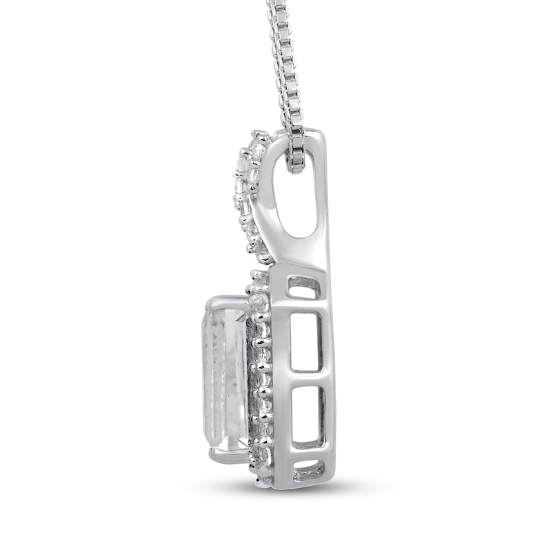 Main Image 2 of White Lab-Created Sapphire Necklace Sterling Silver 18&quot;