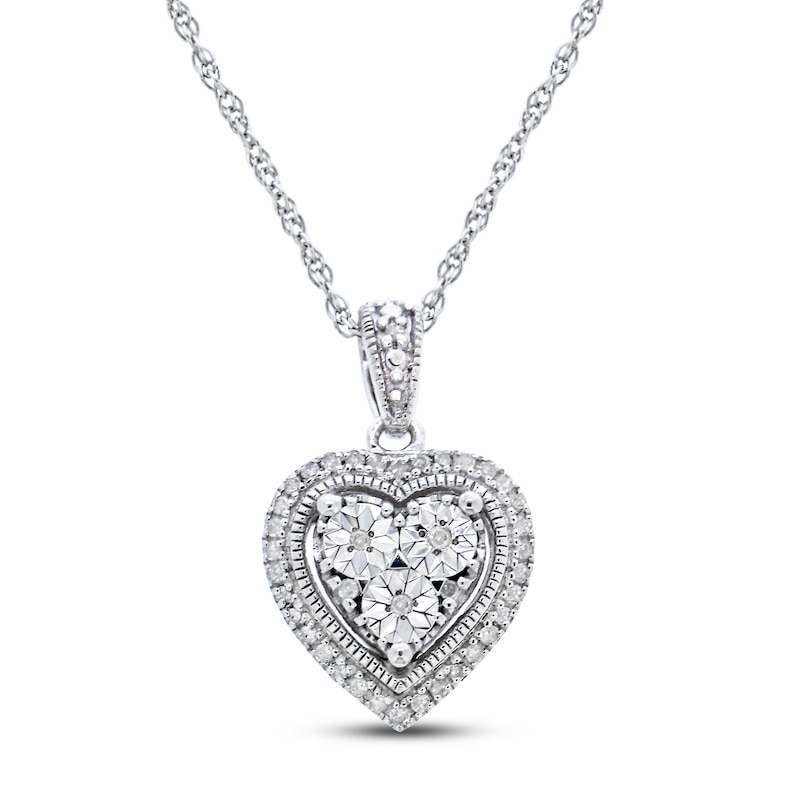 Diamond Heart Necklace 1/10 ct tw Sterling Silver 18"
