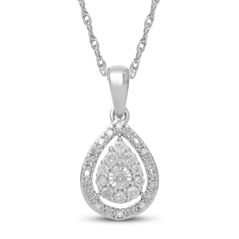 Diamond Pear Necklace 1/5 ct tw Round-cut Sterling Silver 18"