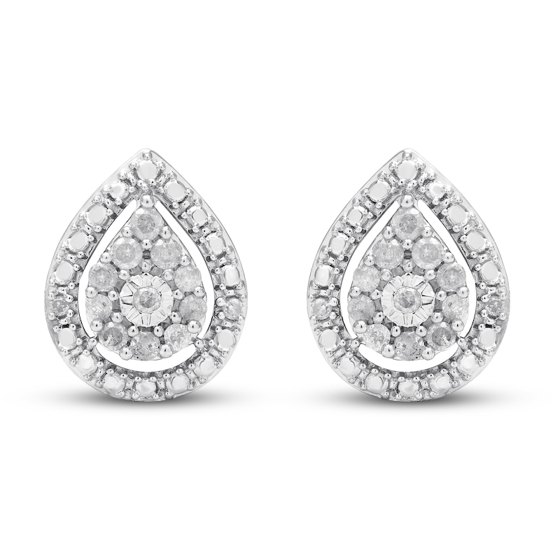 Diamond Pear Earrings 1/5 ct tw Round-cut Sterling Silver