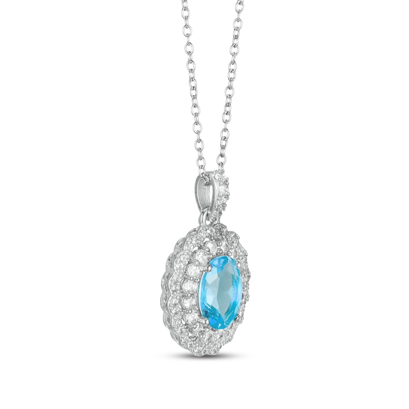 Main Image 2 of Blue Topaz & White Lab-Created Sapphire Necklace Sterling Silver 18&quot;