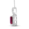 Thumbnail Image 1 of Lab-Created Ruby & White Lab-Created Sapphire Octagon Necklace Sterling Silver 18"