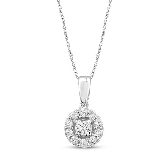 KAY Lab-Grown Diamonds Halo Necklace 1/4 ct tw Sterling Silver 18"