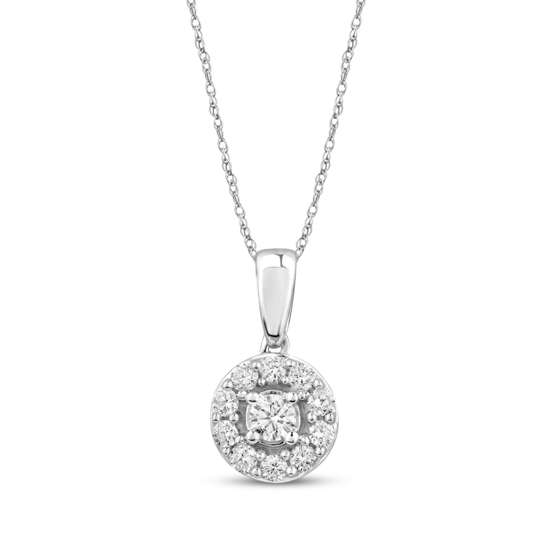 Lab-Created Diamonds by KAY Halo Necklace 1/4 ct tw Sterling Silver 18"