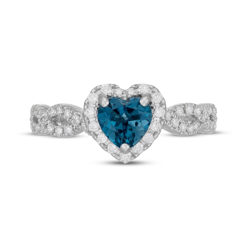 Neil Lane Heart-Shaped London Blue Topaz & Diamond Engagement Ring 1/2 ct tw 14K White Gold