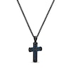 Thumbnail Image 2 of Men's Black Diamond Cross Necklace 1/4 ct tw Black & Blue Ion-Plated Stainless Steel 24&quot;