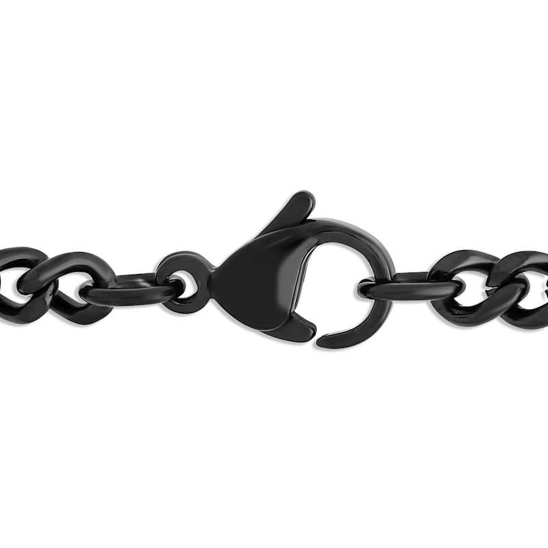 Main Image 3 of Men's Black Diamond Cross Necklace 1/4 ct tw Black & Blue Ion-Plated Stainless Steel 24&quot;